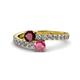 1 - Delise 5.00mm Round Ruby and Rhodolite Garnet with Side Diamonds Bypass Ring 