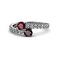 1 - Delise 5.00mm Round Ruby and Red Garnet with Side Diamonds Bypass Ring 