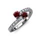 3 - Delise 5.00mm Round Ruby and Red Garnet with Side Diamonds Bypass Ring 