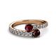 2 - Delise 5.00mm Round Ruby and Red Garnet with Side Diamonds Bypass Ring 