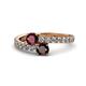 1 - Delise 5.00mm Round Ruby and Red Garnet with Side Diamonds Bypass Ring 