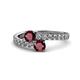 1 - Delise 5.00mm Round Ruby with Side Diamonds Bypass Ring 