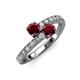 3 - Delise 5.00mm Round Ruby with Side Diamonds Bypass Ring 