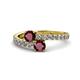 1 - Delise 5.00mm Round Ruby with Side Diamonds Bypass Ring 