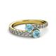 2 - Delise 5.00mm Round Aquamarine with Side Diamonds Bypass Ring 