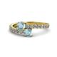1 - Delise 5.00mm Round Aquamarine with Side Diamonds Bypass Ring 