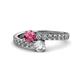 1 - Delise 5.00mm Round Pink Tourmaline and Diamond with Side Diamonds Bypass Ring 