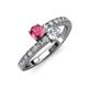 3 - Delise 5.00mm Round Pink Tourmaline and Diamond with Side Diamonds Bypass Ring 