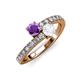 3 - Delise 5.00mm Round Amethyst and White Sapphire with Side Diamonds Bypass Ring 