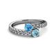 2 - Delise 5.00mm Round Blue Topaz and Aquamarine with Side Diamonds Bypass Ring 