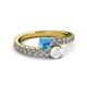 2 - Delise 5.00mm Round Blue Topaz and White Sapphire with Side Diamonds Bypass Ring 