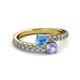 2 - Delise 5.00mm Round Blue Topaz and Tanzanite with Side Diamonds Bypass Ring 