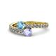 1 - Delise 5.00mm Round Blue Topaz and Tanzanite with Side Diamonds Bypass Ring 