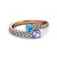 2 - Delise 5.00mm Round Blue Topaz and Tanzanite with Side Diamonds Bypass Ring 
