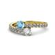 1 - Delise 5.00mm Round Blue Topaz and Diamond with Side Diamonds Bypass Ring 