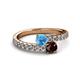 2 - Delise 5.00mm Round Blue Topaz and Red Garnet with Side Diamonds Bypass Ring 