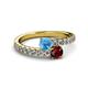 2 - Delise 5.00mm Round Blue Topaz and Ruby with Side Diamonds Bypass Ring 