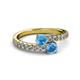 2 - Delise 5.00mm Round Blue Topaz with Side Diamonds Bypass Ring 