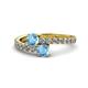 1 - Delise 5.00mm Round Blue Topaz with Side Diamonds Bypass Ring 