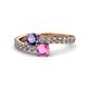 1 - Delise 5.00mm Round Iolite and Pink Sapphire with Side Diamonds Bypass Ring 