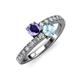 3 - Delise 5.00mm Round Iolite and Aquamarine with Side Diamonds Bypass Ring 