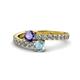 1 - Delise 5.00mm Round Iolite and Aquamarine with Side Diamonds Bypass Ring 