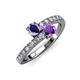 3 - Delise 5.00mm Round Iolite and Amethyst with Side Diamonds Bypass Ring 