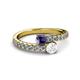 2 - Delise 5.00mm Round Iolite and White Sapphire with Side Diamonds Bypass Ring 