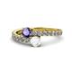 1 - Delise 5.00mm Round Iolite and White Sapphire with Side Diamonds Bypass Ring 