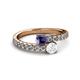 2 - Delise 5.00mm Round Iolite and White Sapphire with Side Diamonds Bypass Ring 