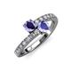 3 - Delise 5.00mm Round Iolite and Tanzanite with Side Diamonds Bypass Ring 