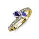 3 - Delise 5.00mm Round Iolite and Tanzanite with Side Diamonds Bypass Ring 