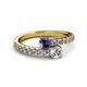 2 - Delise 5.00mm Round Iolite and Diamond with Side Diamonds Bypass Ring 