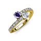 3 - Delise 5.00mm Round Iolite and Diamond with Side Diamonds Bypass Ring 