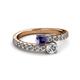 2 - Delise 5.00mm Round Iolite and Diamond with Side Diamonds Bypass Ring 