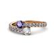 1 - Delise 5.00mm Round Iolite and Diamond with Side Diamonds Bypass Ring 
