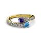 2 - Delise 5.00mm Round Iolite and Blue Topaz with Side Diamonds Bypass Ring 