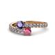 1 - Delise 5.00mm Round Iolite and Rhodolite Garnet with Side Diamonds Bypass Ring 