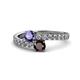 1 - Delise 5.00mm Round Iolite and Red Garnet with Side Diamonds Bypass Ring 