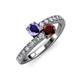 3 - Delise 5.00mm Round Iolite and Red Garnet with Side Diamonds Bypass Ring 