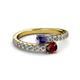 2 - Delise 5.00mm Round Iolite and Ruby with Side Diamonds Bypass Ring 