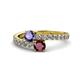 1 - Delise 5.00mm Round Iolite and Ruby with Side Diamonds Bypass Ring 