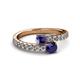 2 - Delise 5.00mm Round Iolite and Blue Sapphire with Side Diamonds Bypass Ring 