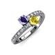 3 - Delise 5.00mm Round Iolite and Yellow Sapphire with Side Diamonds Bypass Ring 