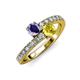 3 - Delise 5.00mm Round Iolite and Yellow Sapphire with Side Diamonds Bypass Ring 
