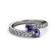 2 - Delise 5.00mm Round Iolite with Side Diamonds Bypass Ring 