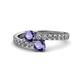 1 - Delise 5.00mm Round Iolite with Side Diamonds Bypass Ring 