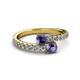 2 - Delise 5.00mm Round Iolite with Side Diamonds Bypass Ring 