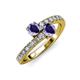 3 - Delise 5.00mm Round Iolite with Side Diamonds Bypass Ring 