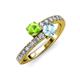 3 - Delise 5.00mm Round Peridot and Aquamarine with Side Diamonds Bypass Ring 
